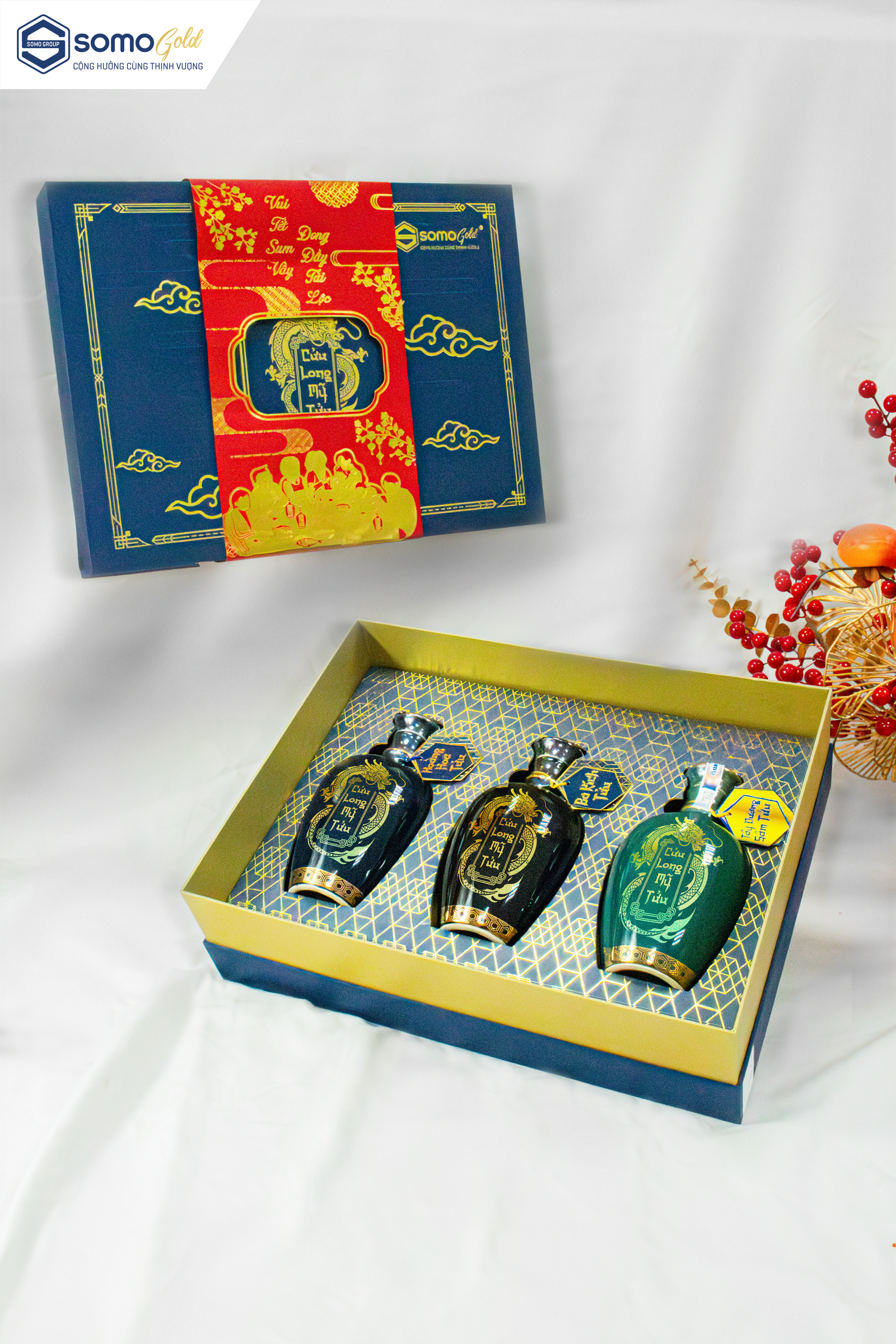 Rượu biếu Tết 2026 sang trọng – chất lượng với set quà Tết Cát Tường